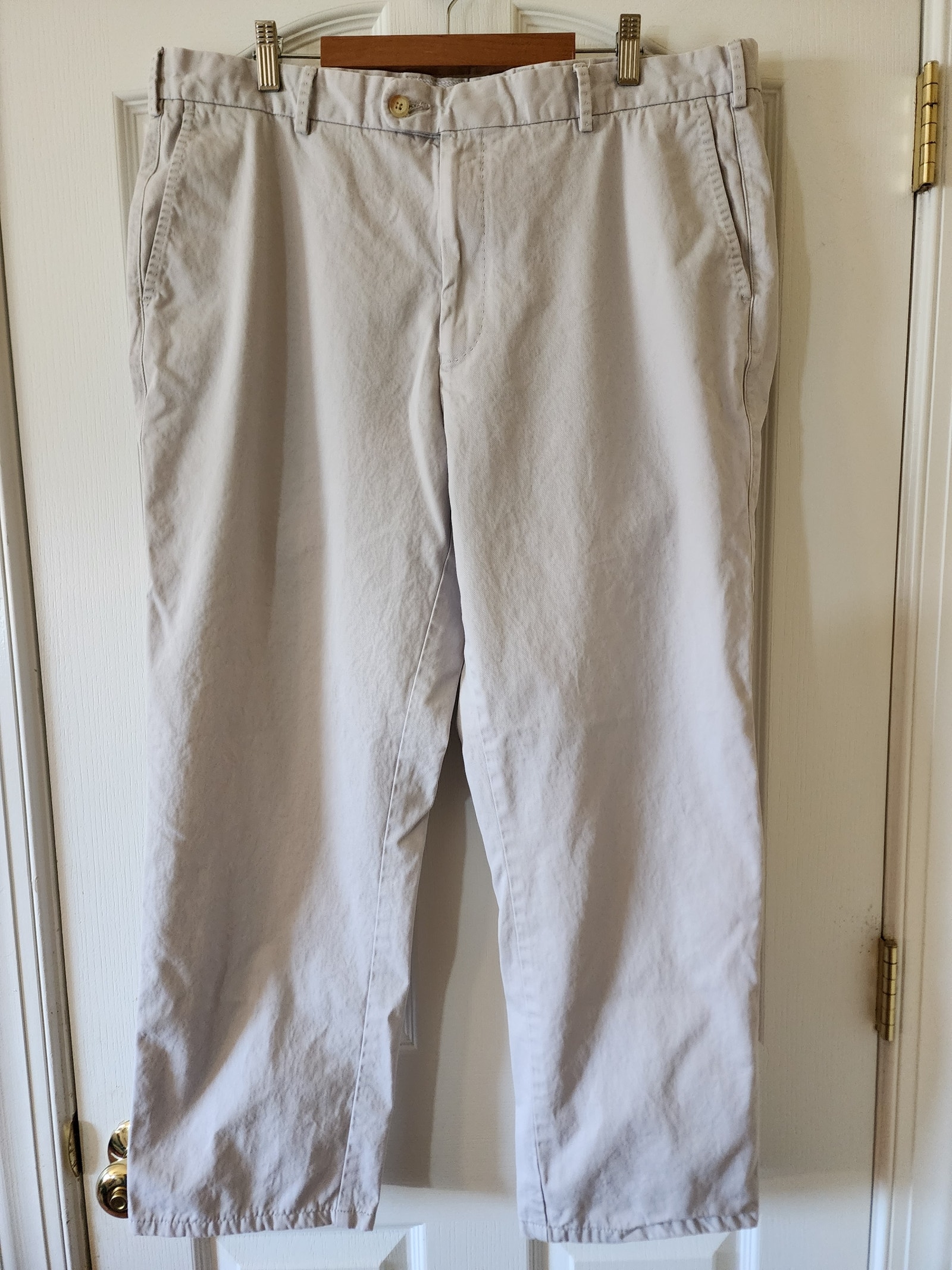 Peter Millar Flat Front Chino Twill Pants 38x27 Pima Cotton Light Khaki Golf